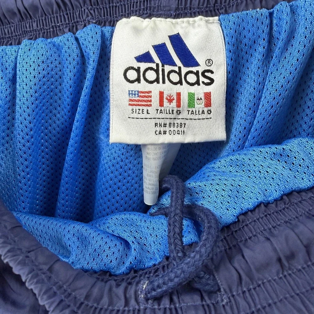 Vintage Adidas Track Pants‎ Mens Large Blue Woven Lined Zip Ankle Athletic